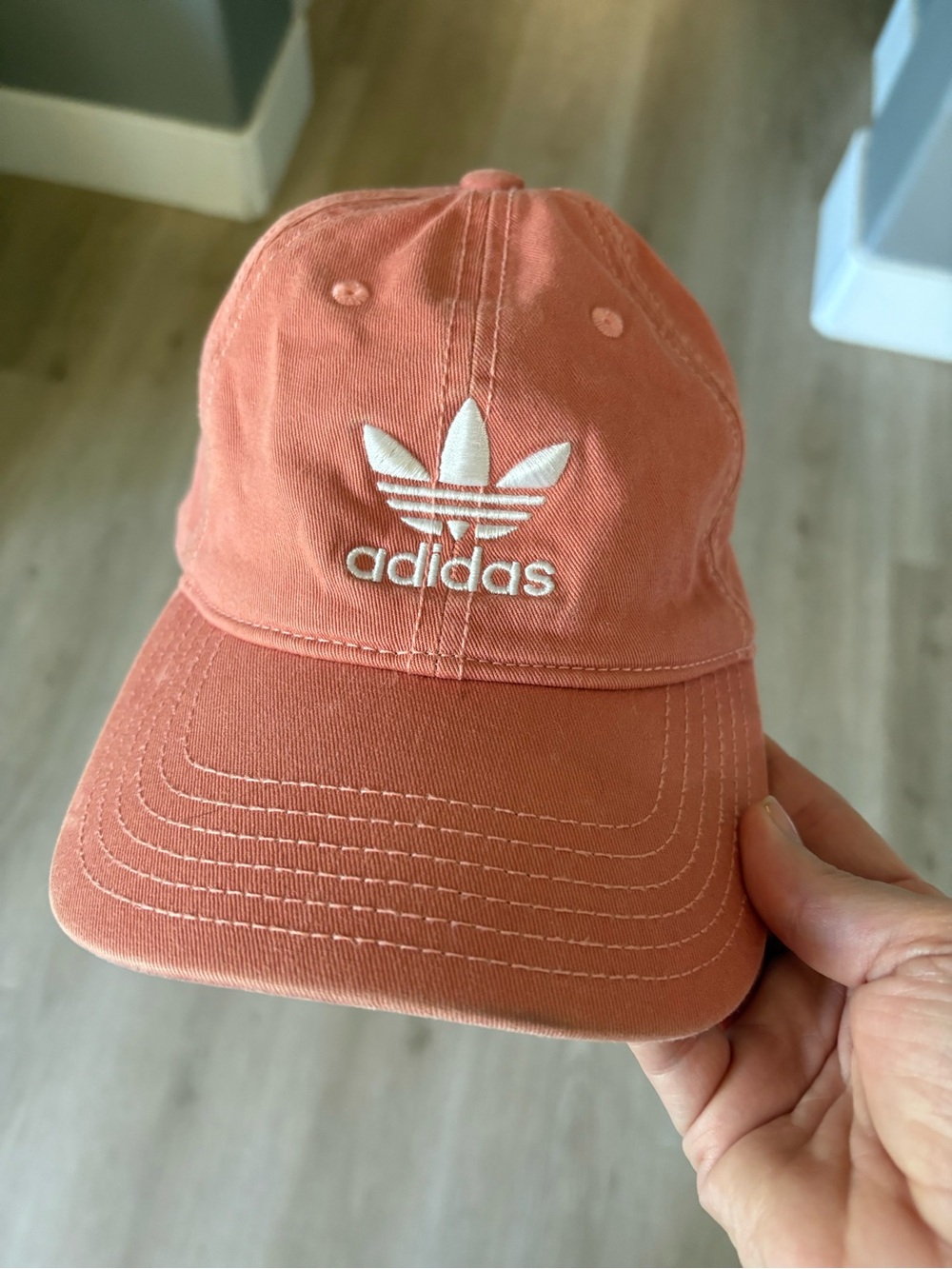 adidas Kids Coral Baseball Cap with White Trefoil